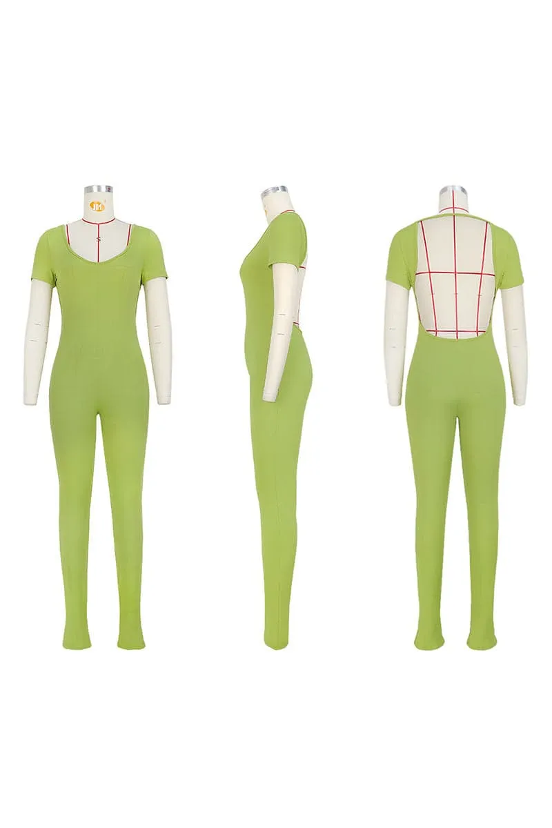 JC793 Solid Backless Jumpsuit