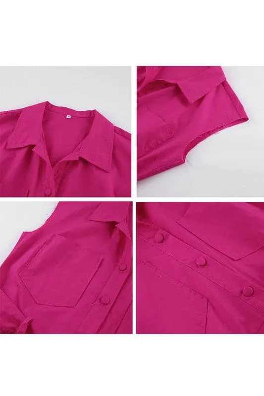 JY335 Button Down Sleeveless Rompers